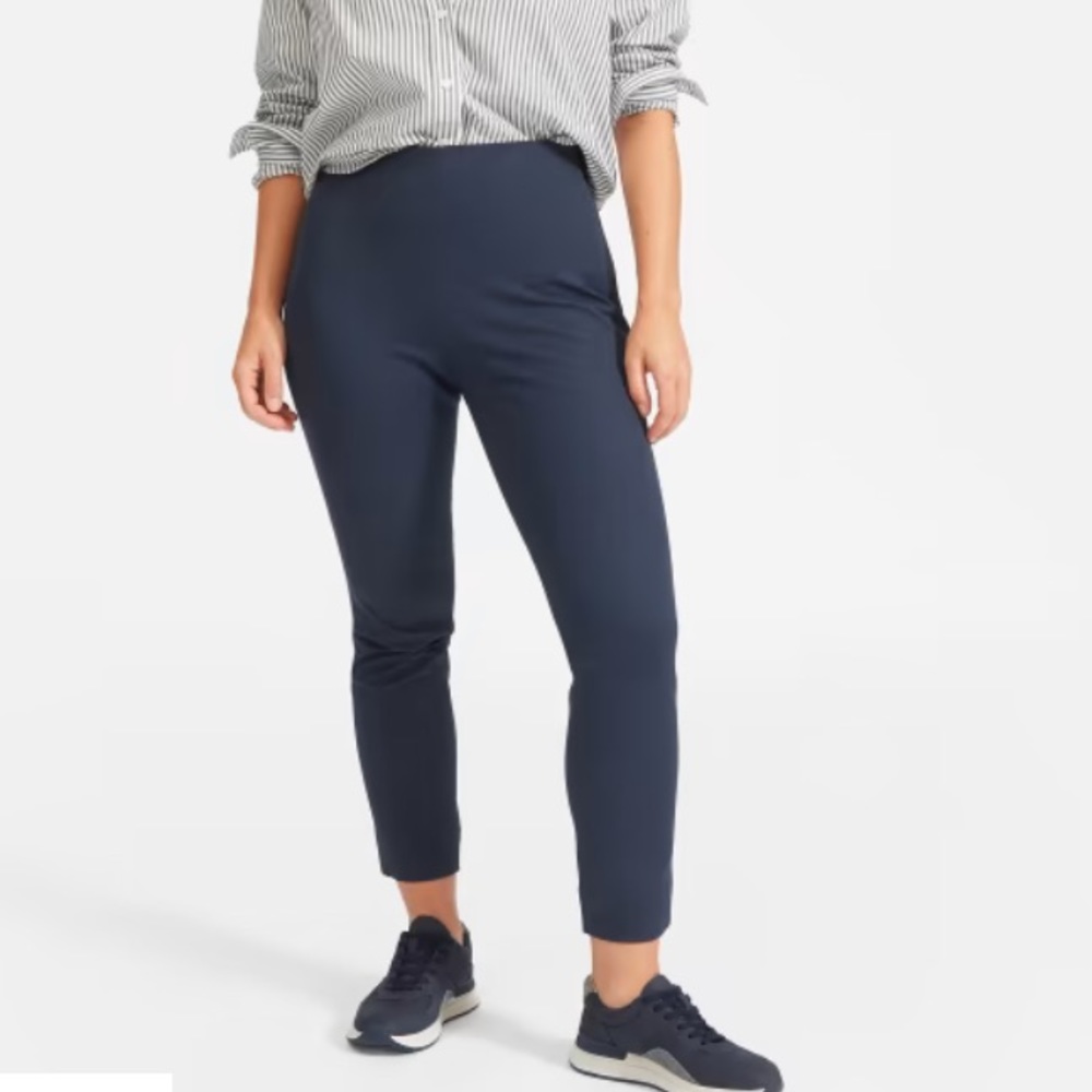 Everlane Side Zip Work Pant Women's Size 8 Black Ankle Tapered Stretch Knit